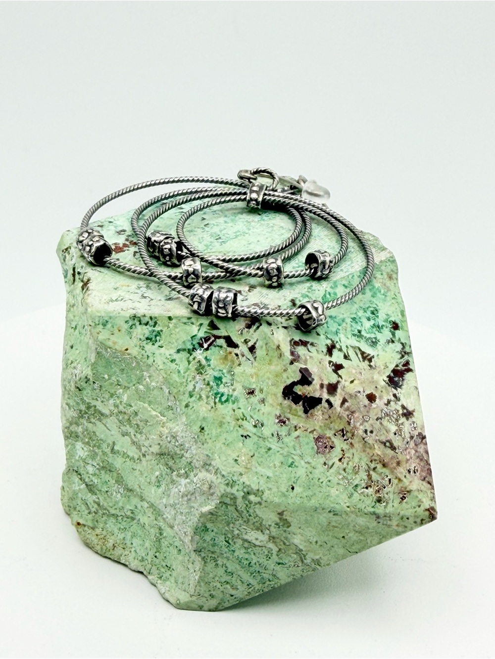 Silpada Oxidized Sterling Silver Twisted Double Beaded Hoops on Wires Earrings
